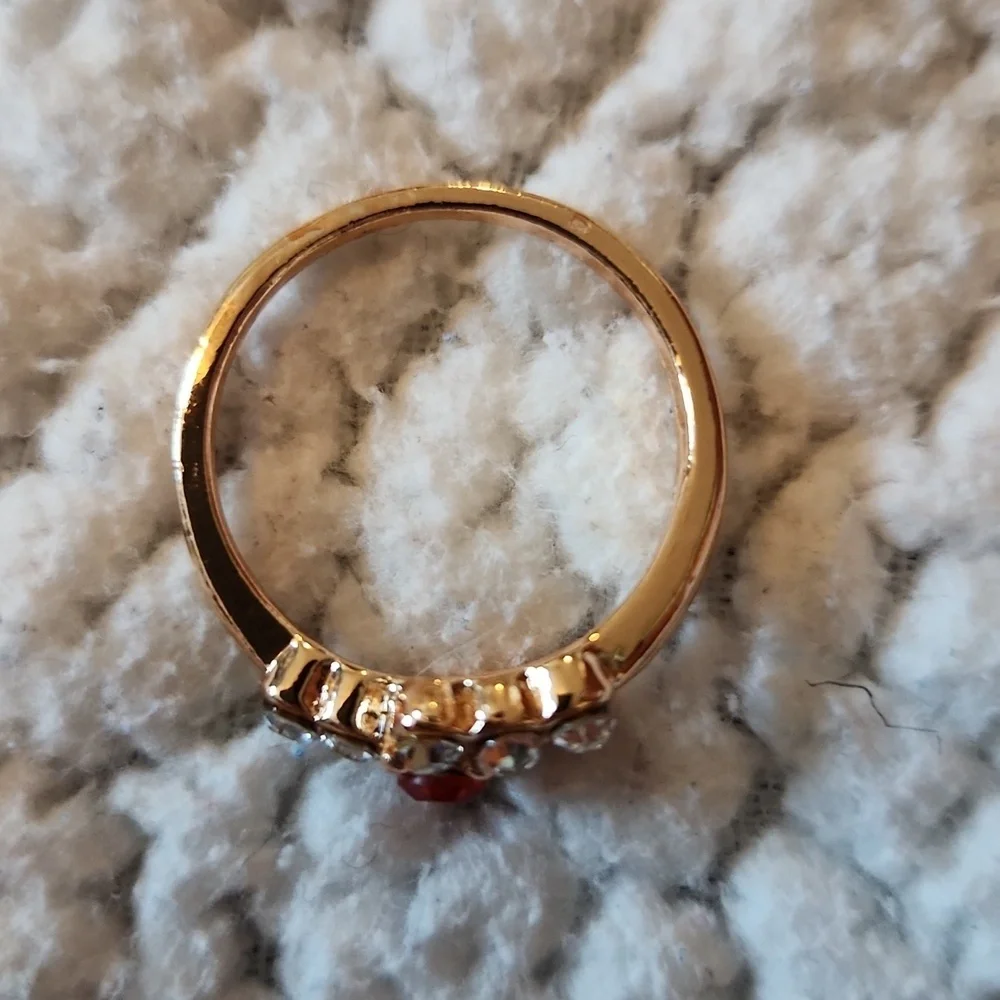 Mod Lily Faux Rose Gold CZ Ruby Ring